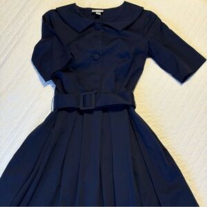 Isaac Mizrahi for Target Midnight Blue Belted Short Sleeve Midi Dress
